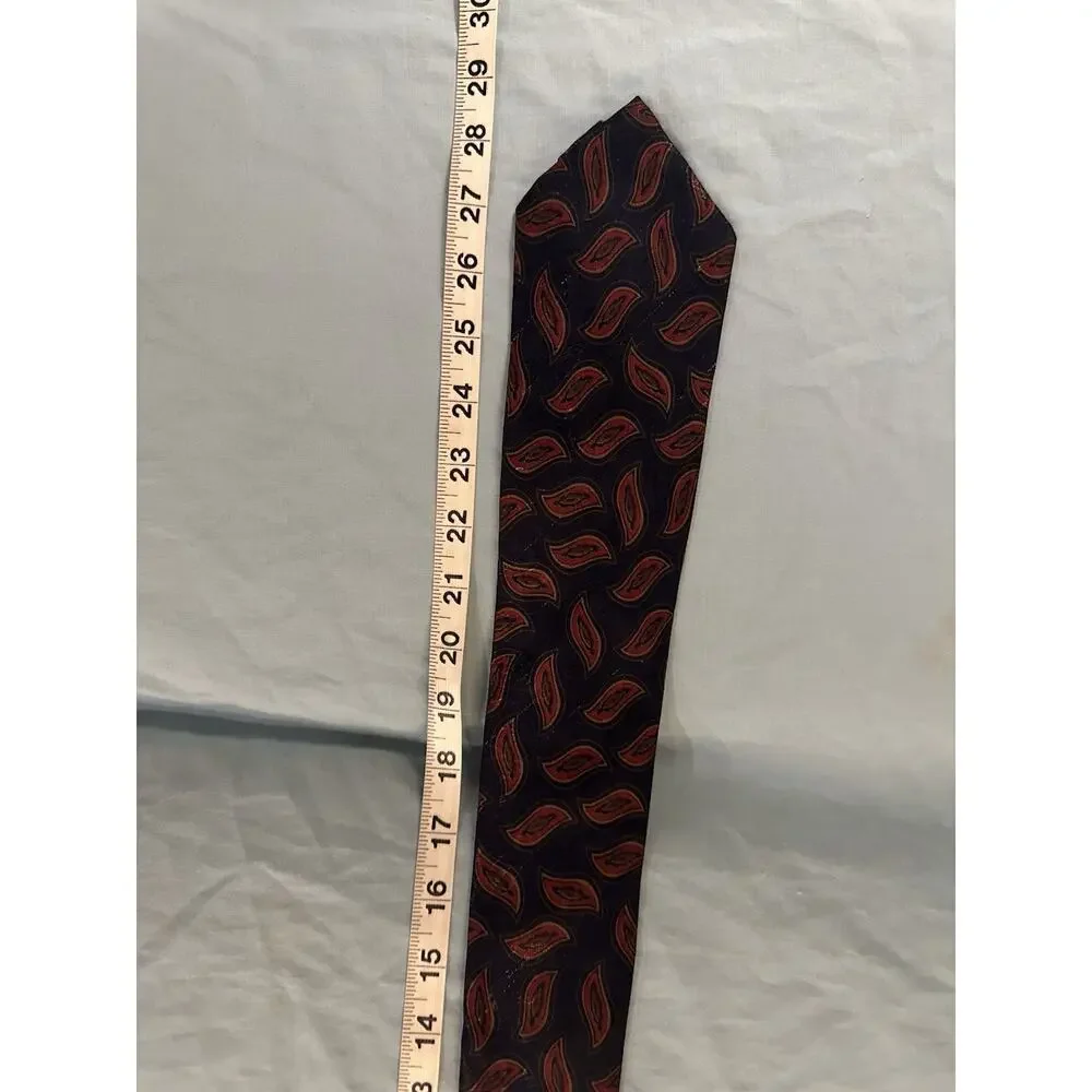 Men's Tie Mini Paisley Beige Red Navy 58in